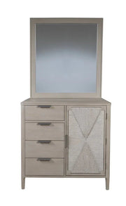 Pearl Asymmetrical Door Chest and Landscape Mirror