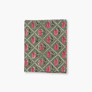 Noor - Pure Linen Handprinted Table Runner - Olive & Pink