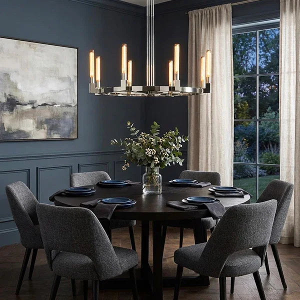 Round Brass Linear Chandelier