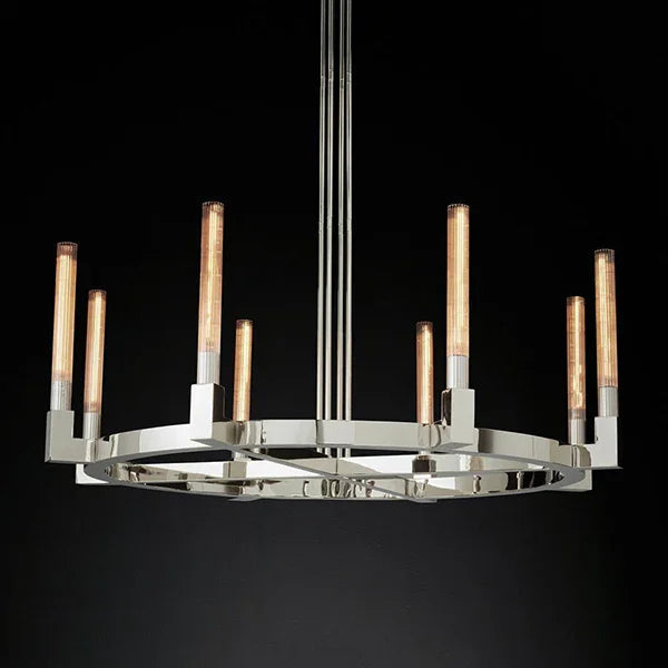 Round Brass Linear Chandelier