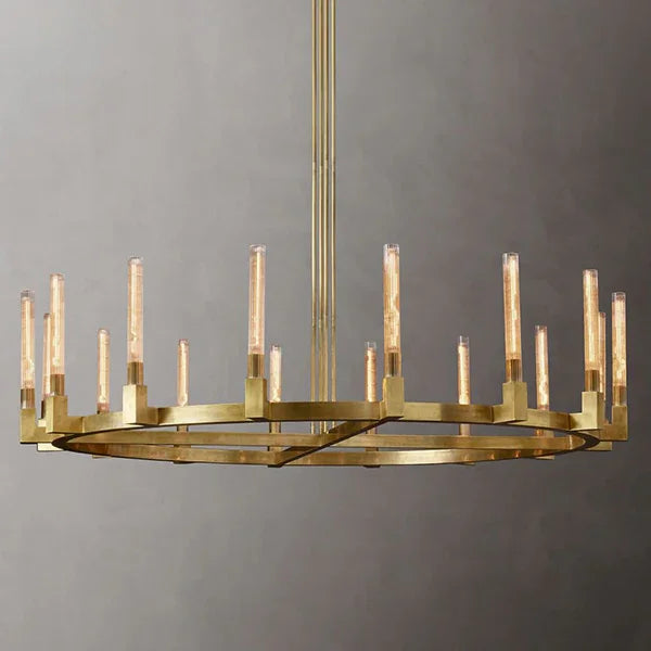 Round Brass Linear Chandelier