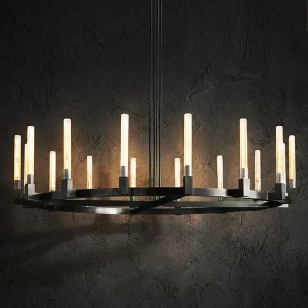 Round Brass Linear Chandelier