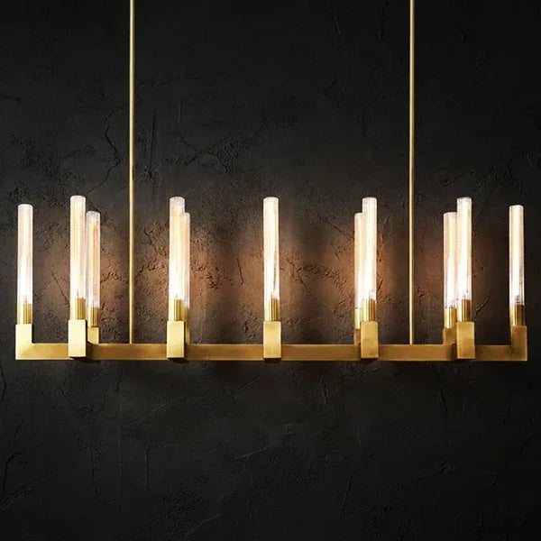 Round Brass Linear Chandelier