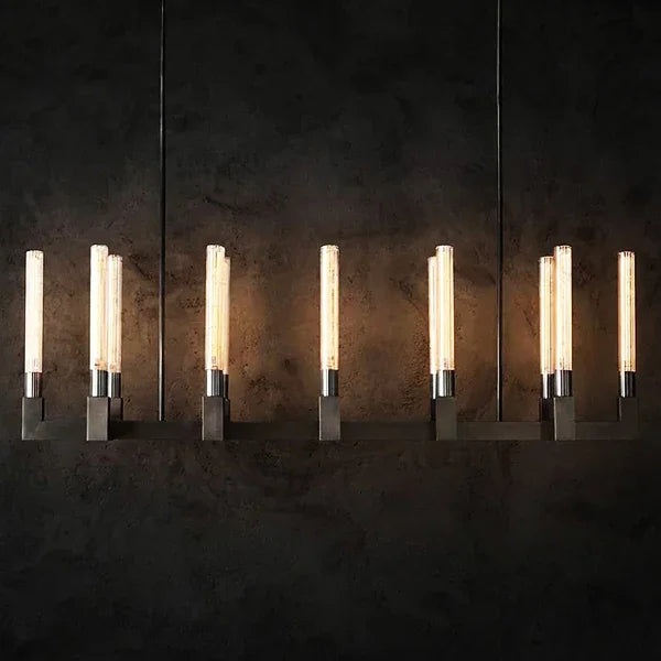 Round Brass Linear Chandelier