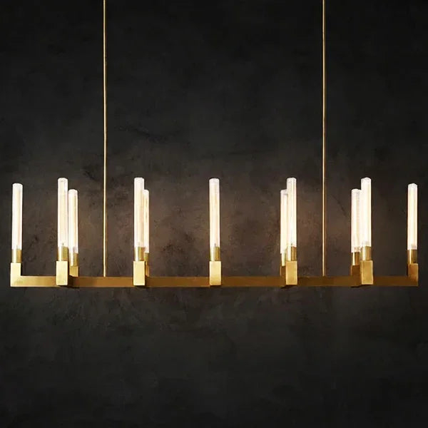 Round Brass Linear Chandelier