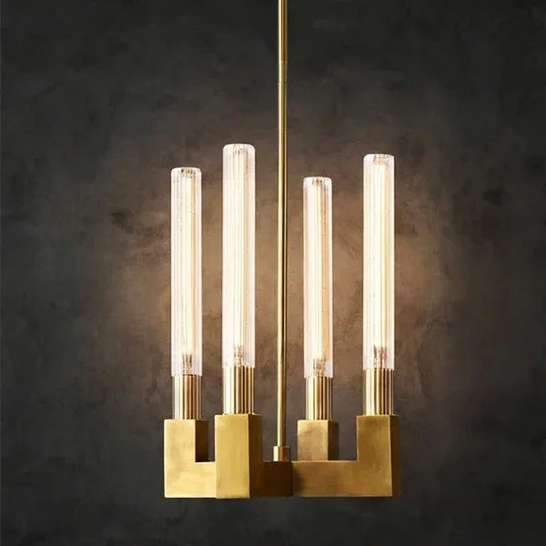 Round Brass Linear Chandelier