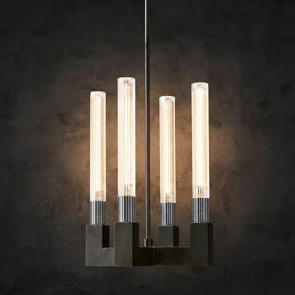 Round Brass Linear Chandelier