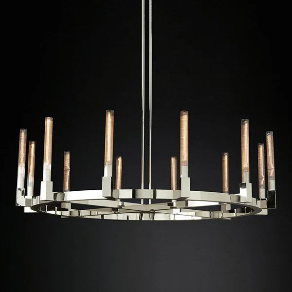 Round Brass Linear Chandelier