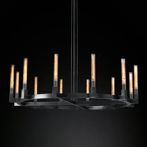 Round Brass Linear Chandelier