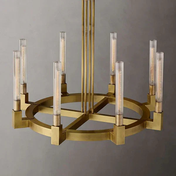 Round Brass Linear Chandelier