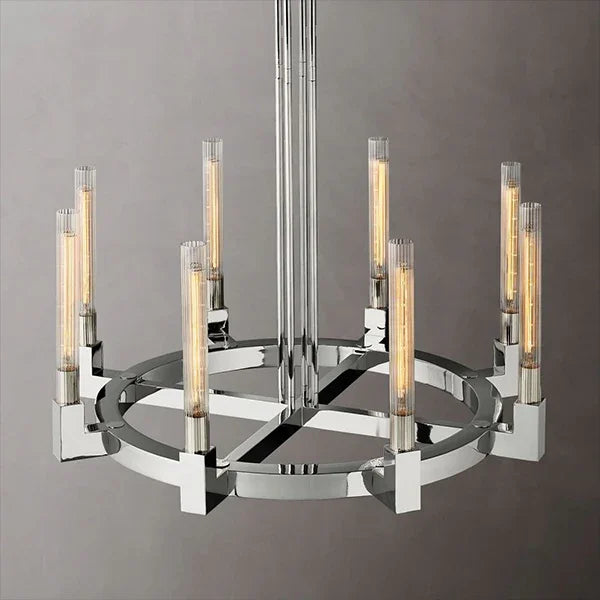 Round Brass Linear Chandelier
