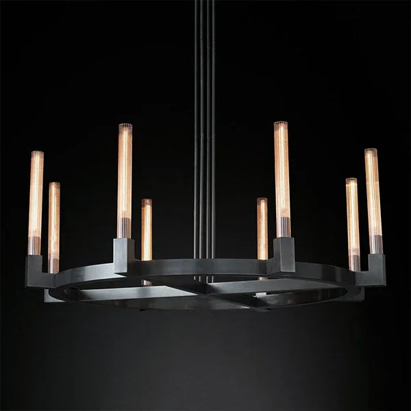 Round Brass Linear Chandelier