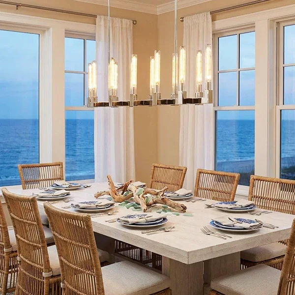 Round Brass Linear Chandelier
