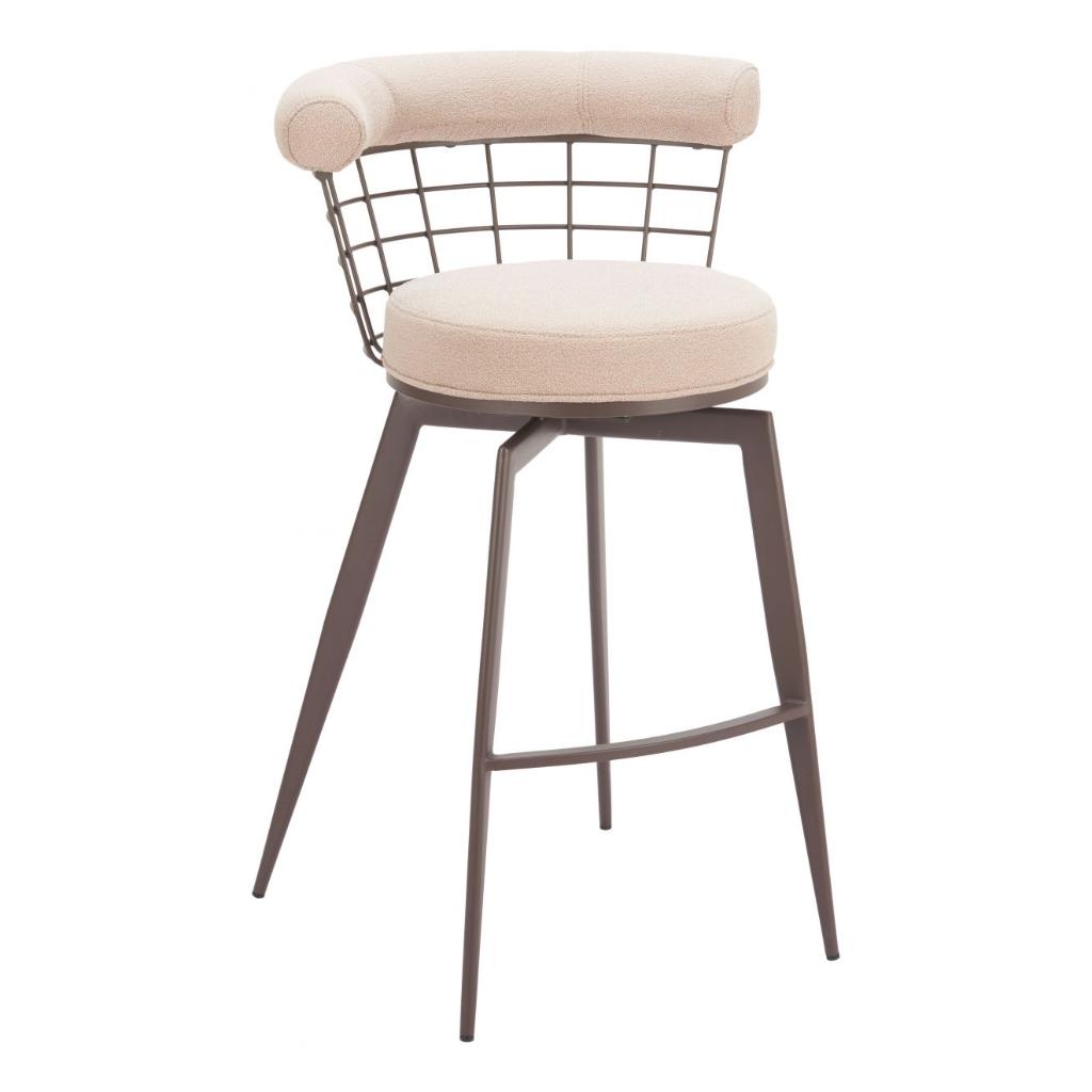 Saku Textured Fabric Swivel Barstool