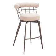 Saku Textured Fabric Swivel Barstool