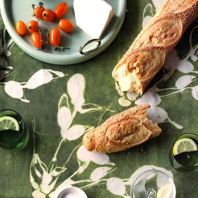Porto Print Olive Linen Tablecloth | Rectangle & Round | Goldie Home