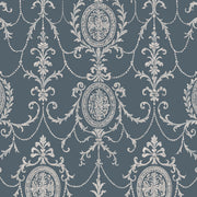 State Room Scroll (Blue) Wallpaper