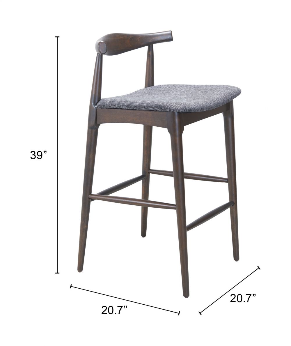 Tuzka Grey Fabric Barstool 2PC