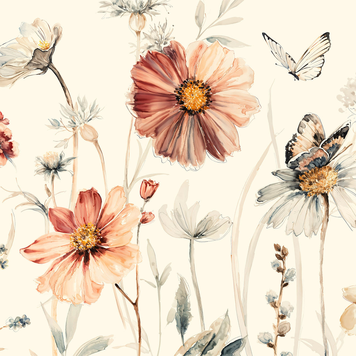 Wildflower Dreams Wallpaper (Cream)
