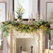 Blue Spruce Garland with LED Set of 2 | Festive Lighted Holiday Garland