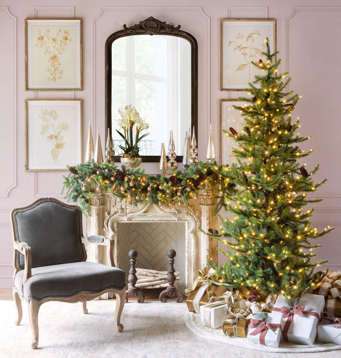 Blue Spruce Garland with LED Set of 2 | Festive Lighted Holiday Garland