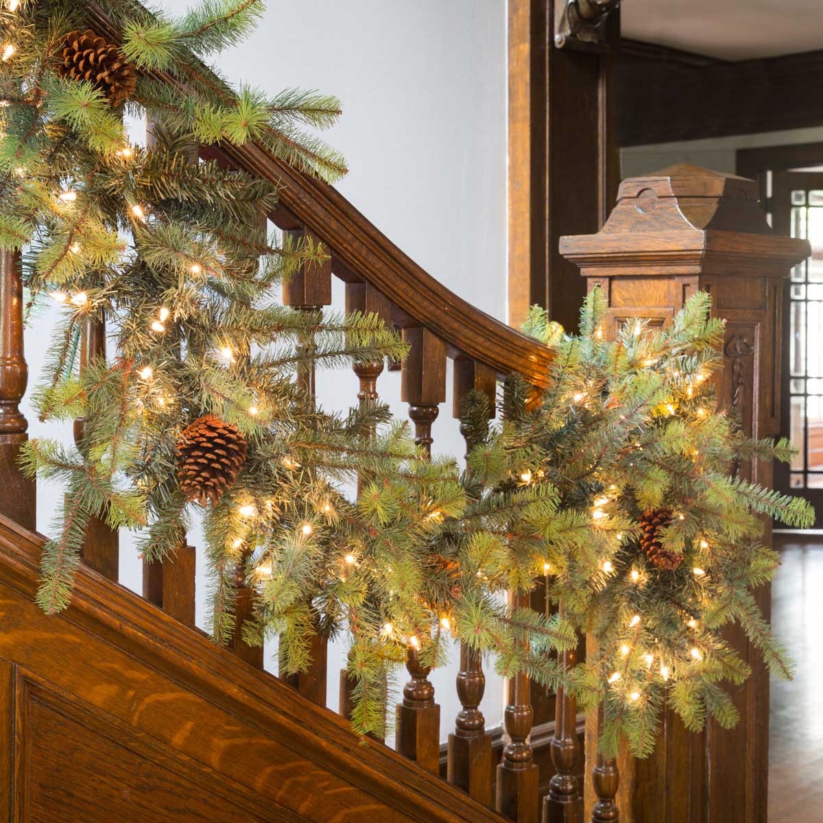 Blue Spruce Garland with LED Set of 2 | Festive Lighted Holiday Garland