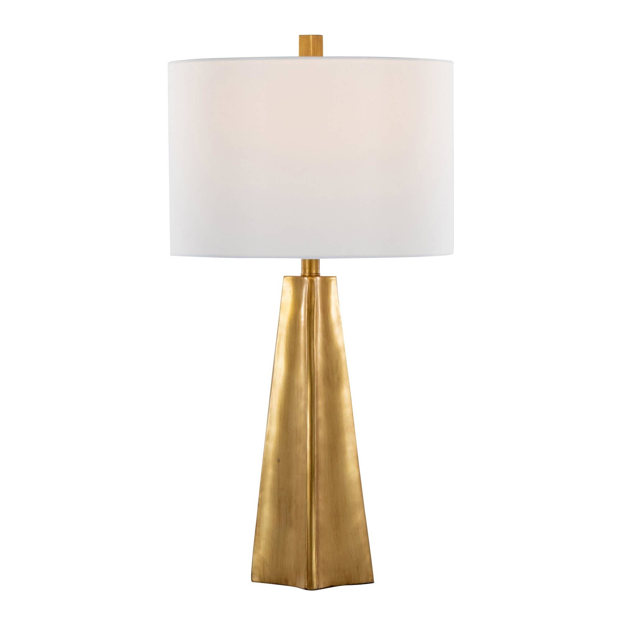 Pompeii 29" Polyresin Table Lamp: Gold Poyresin, White Linen