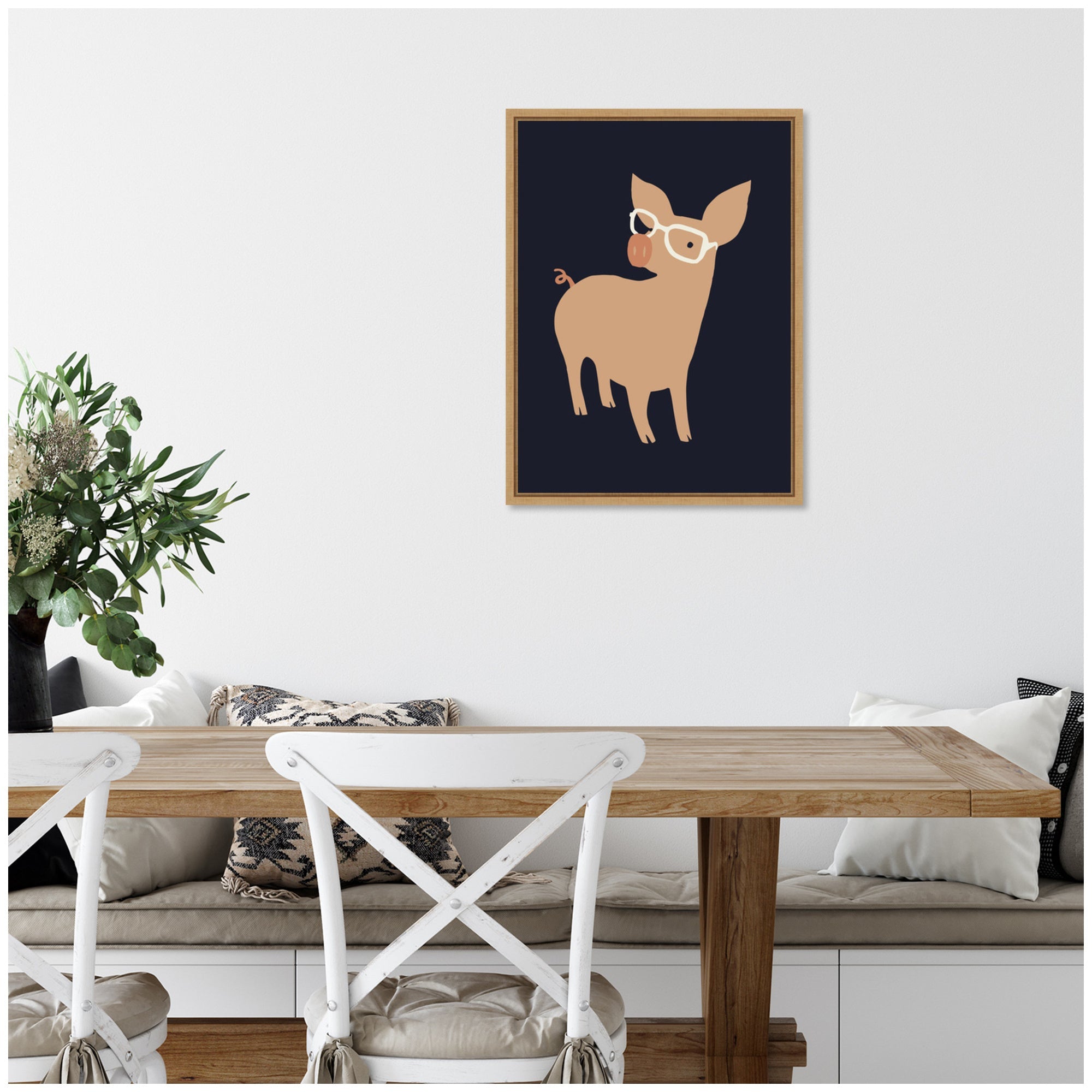 Sylvie Farm Pig Framed Canvas by Hannah Beisang
