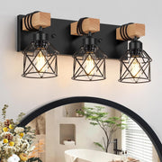 3-Light Wood Farmhouse Vanity Light