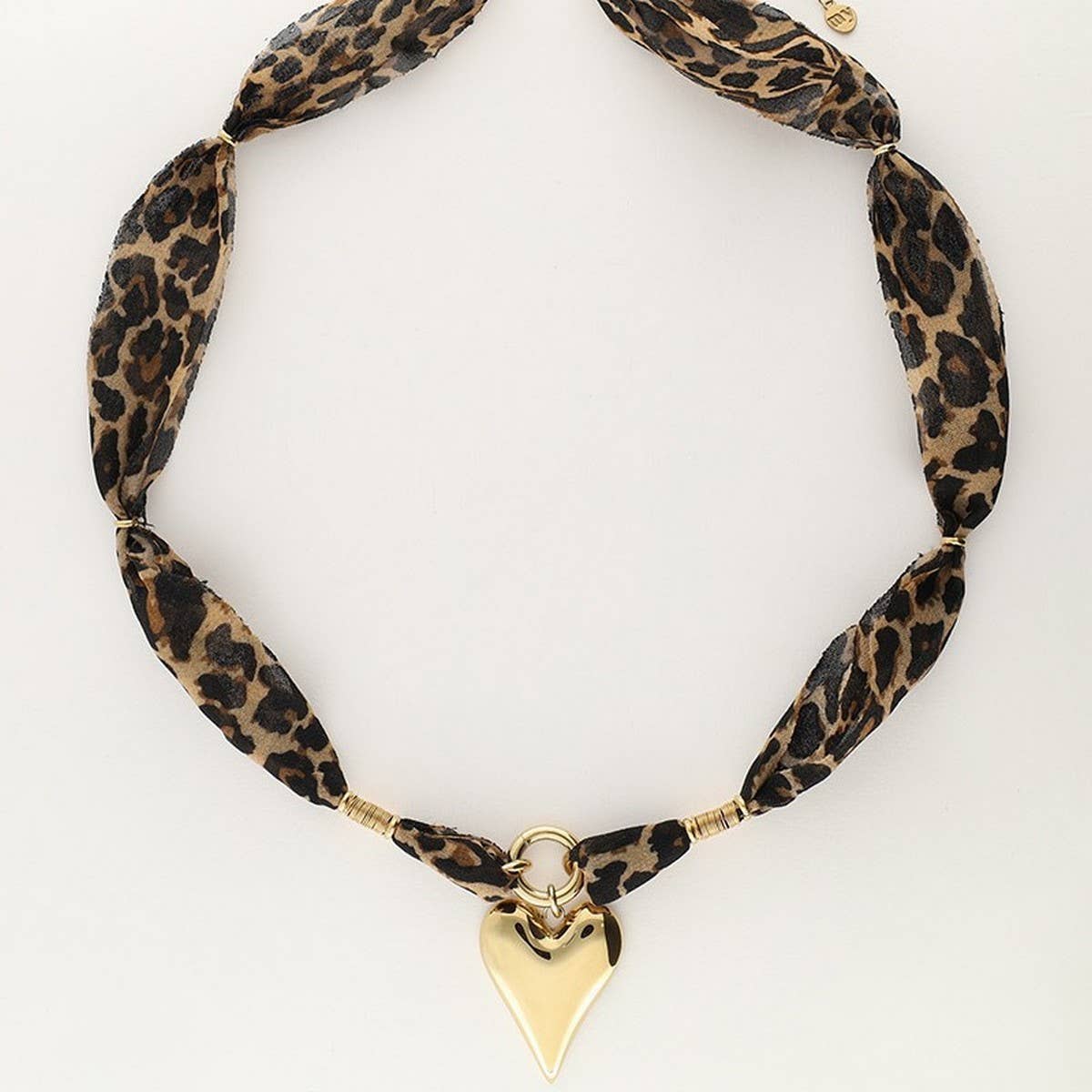 Leopard print heart stainless steel necklace