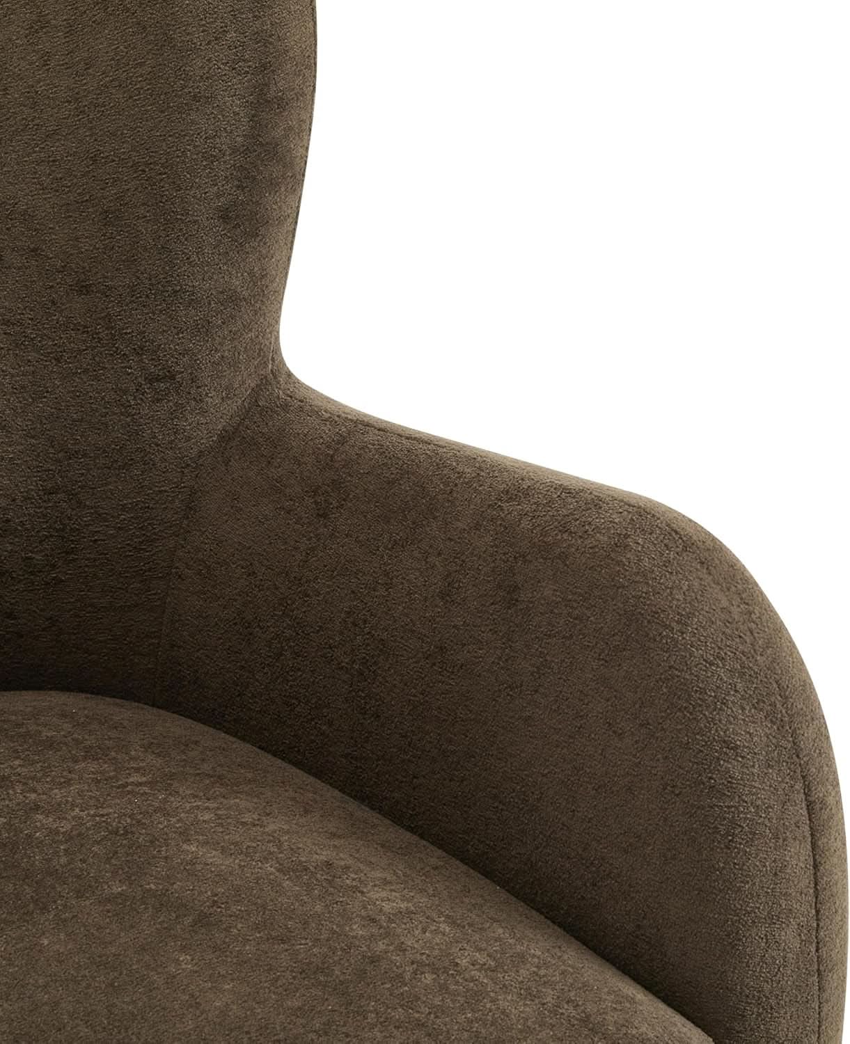 Brown Velvet Wingback Chair With Contoured Backrest
