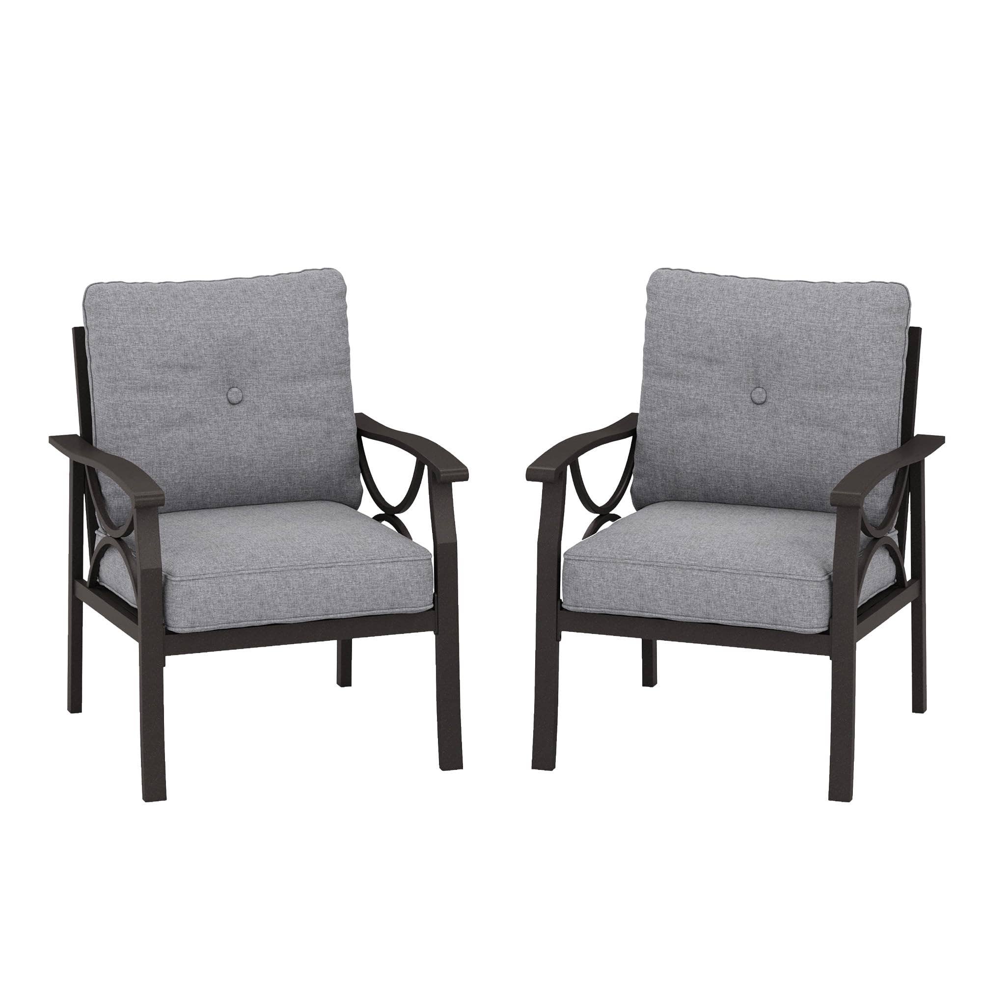 2 Pieces Outdoor Single Sofa, Patio Metal Armchair: Black