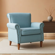 Blue Wingback Accent Chair With Removable Cushions