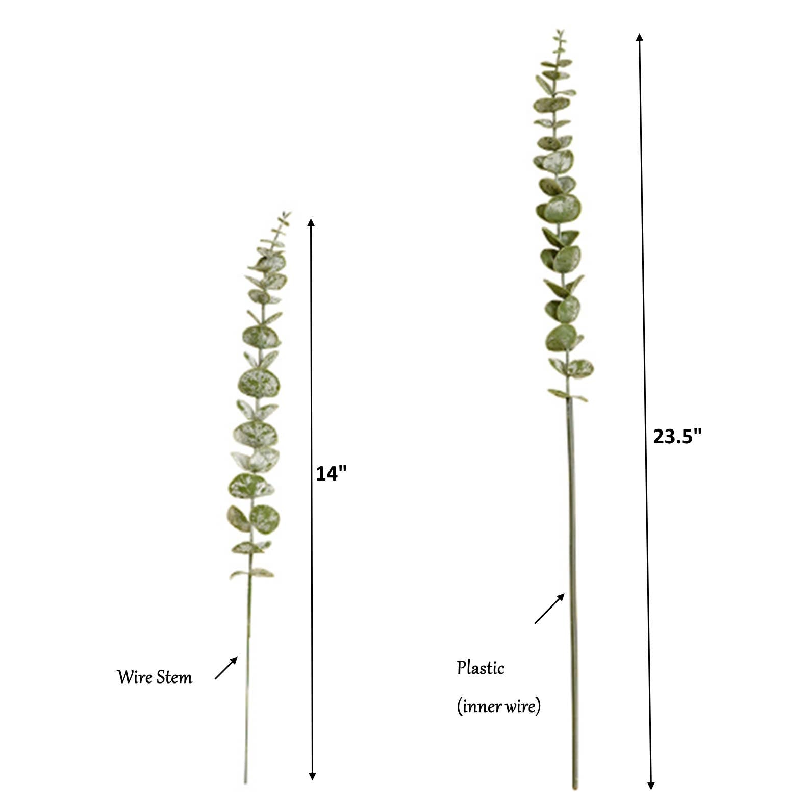 Lifelike soft touch Frosty Flocked Spiral Eucalyptus Stem: 23"