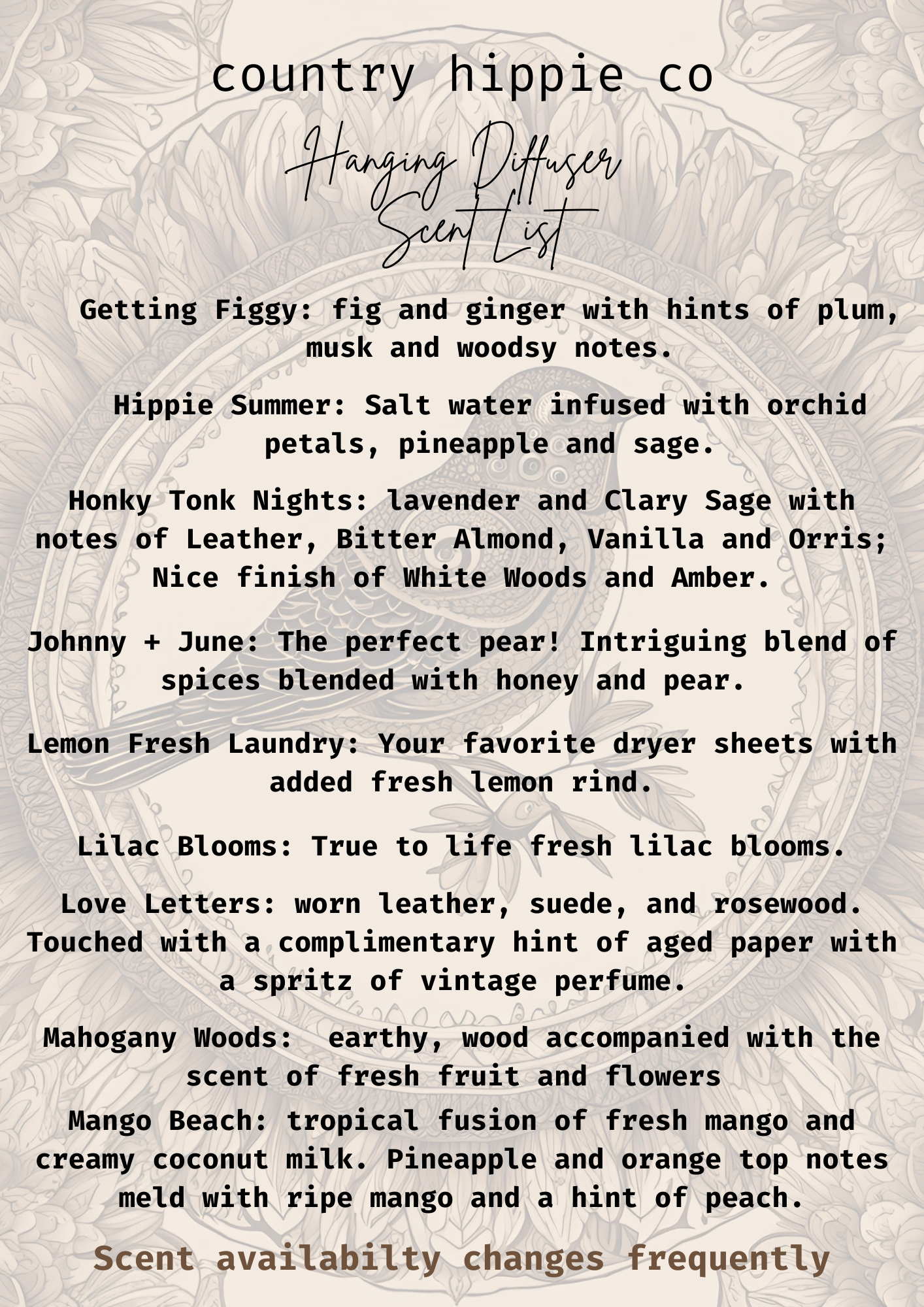 Hanging Car/Closet Fragrance Diffuser: Johnny+June