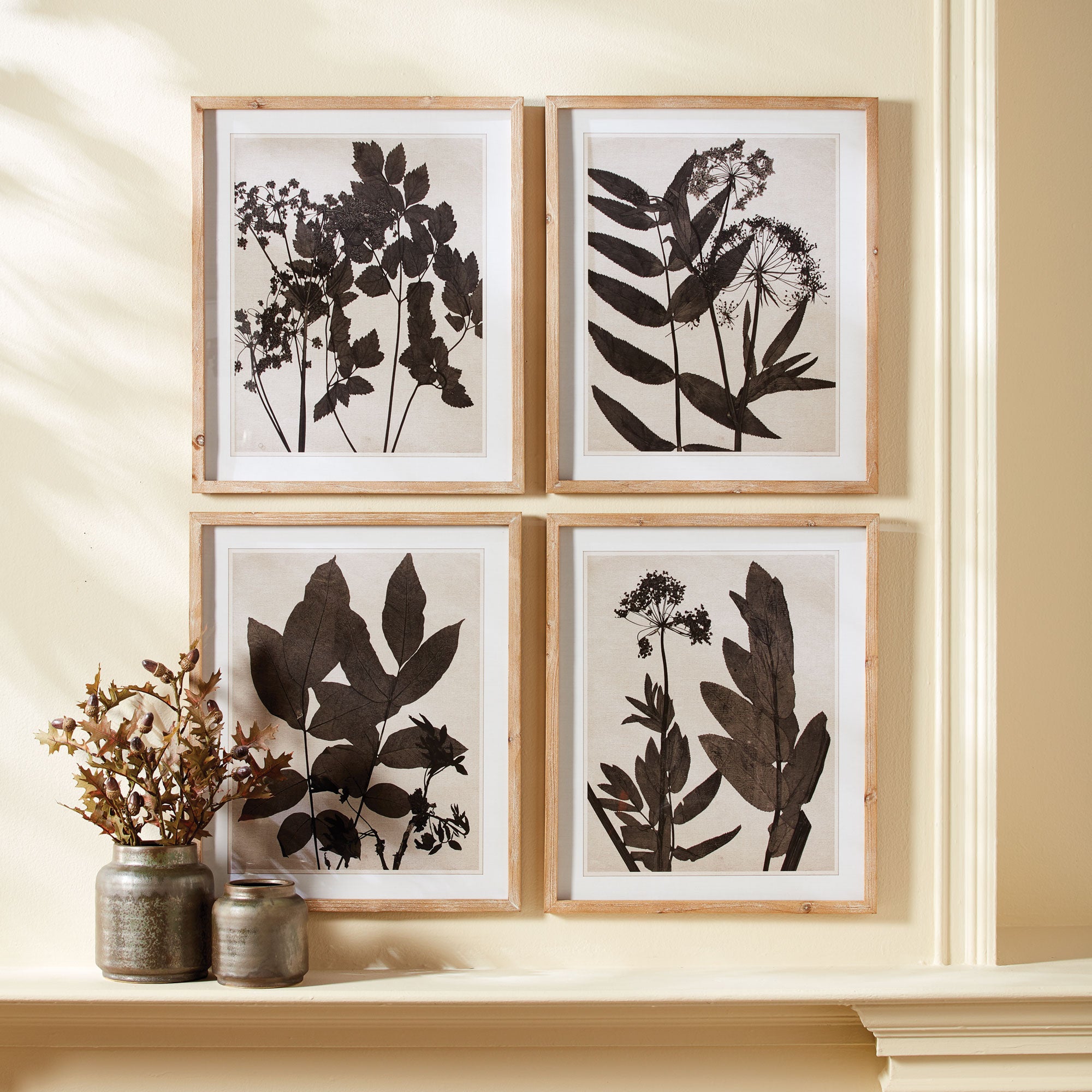 PRESSED FOLIAGE PRINTS, SET OF 4