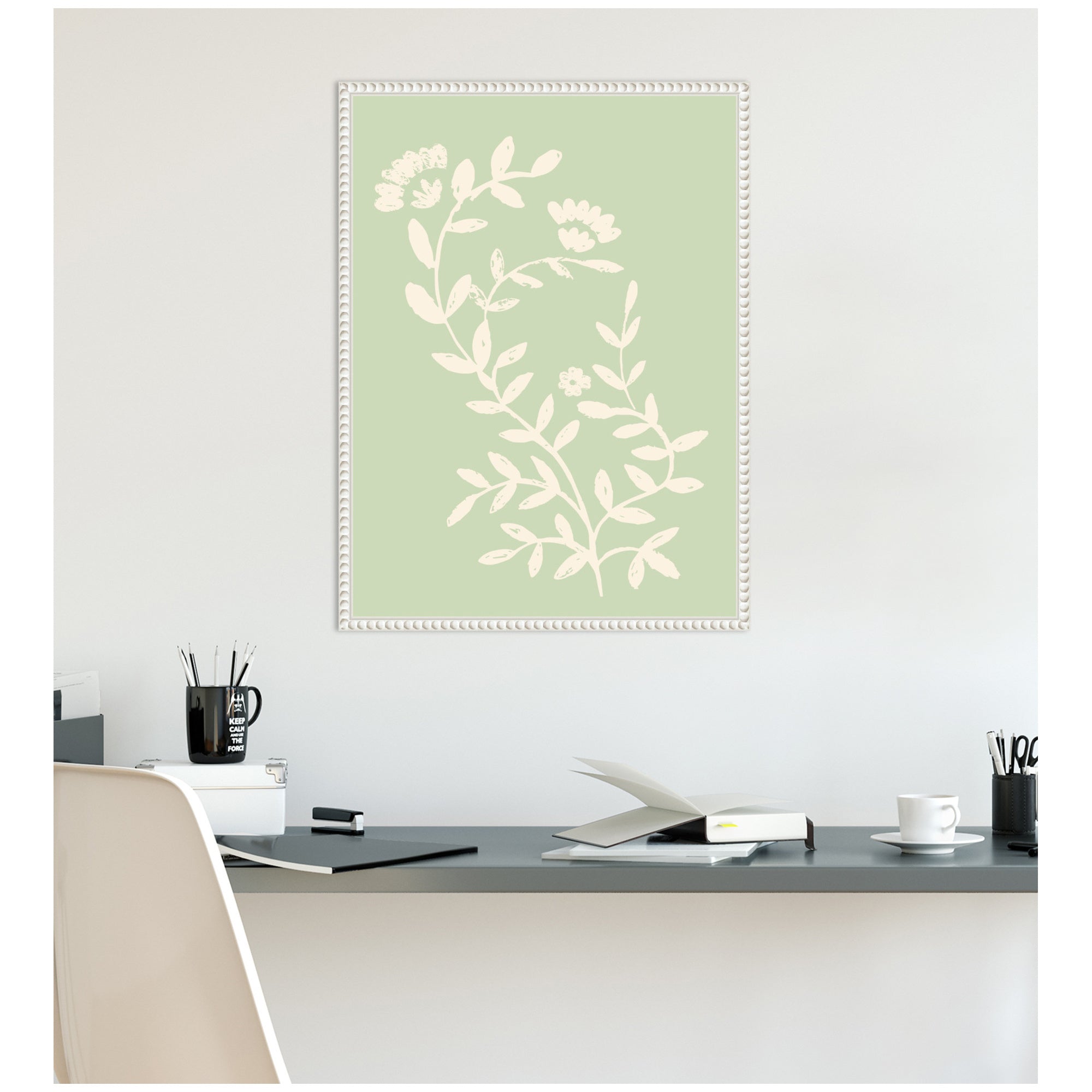 Country Chintz Botanical Pale Green by Vicky Yorke Framed Canvas Wall Art Print