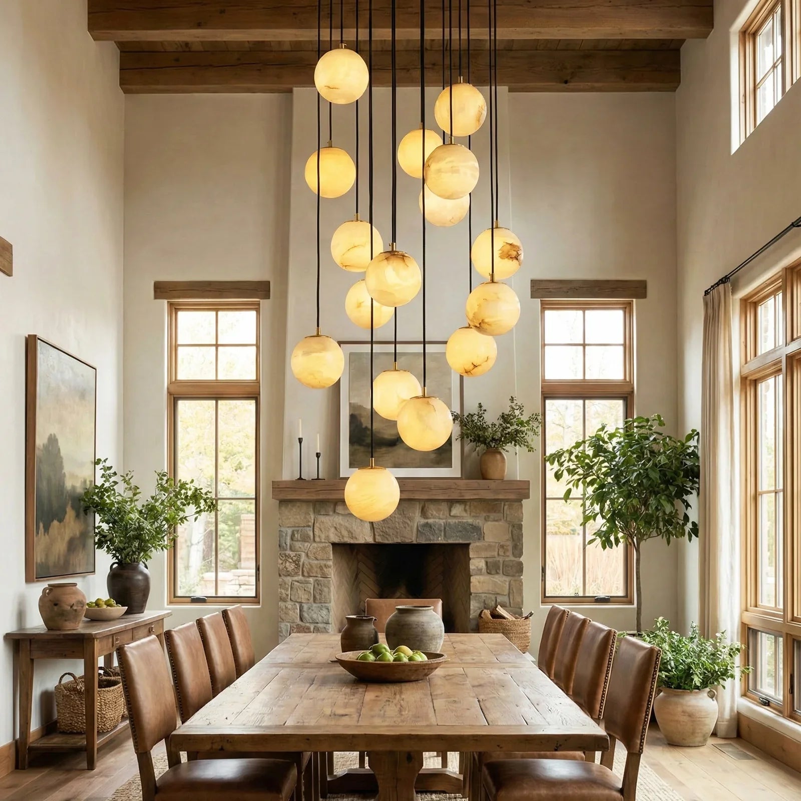 Alabaster Cluster Balls Chandelier