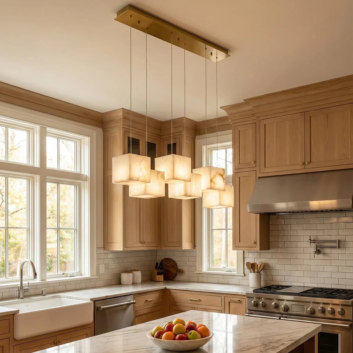 Alabaster Cubic Multi Head Chandelier