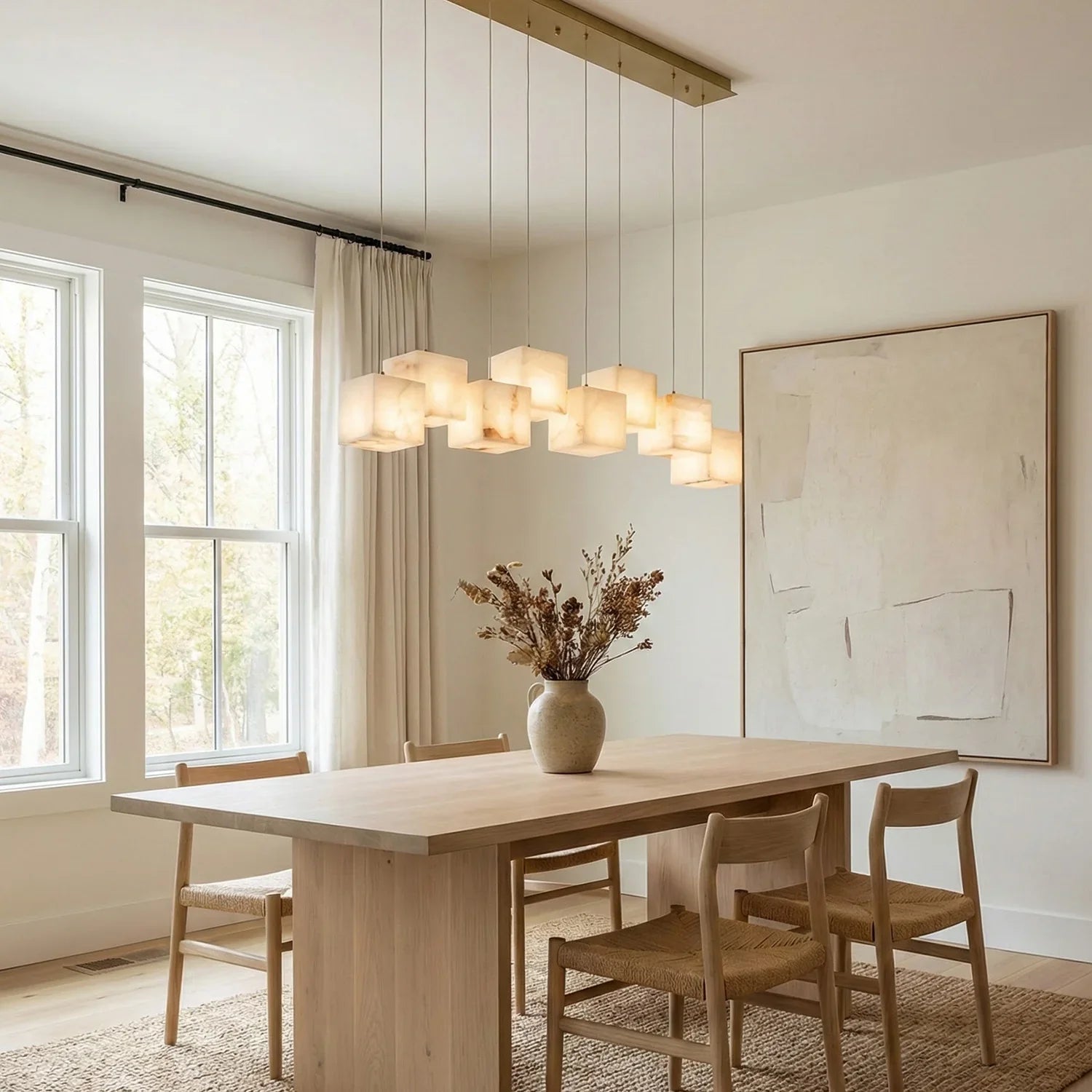 Alabaster Cubic Multi Head Chandelier
