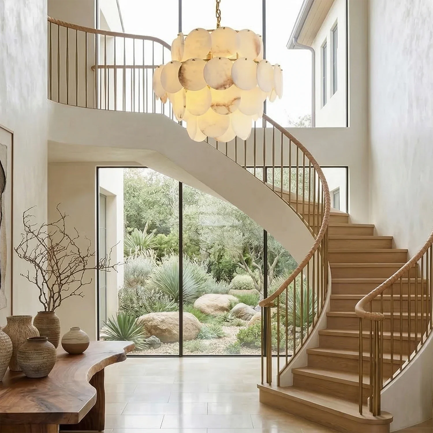 Alabaster Tiered Round Chandelier
