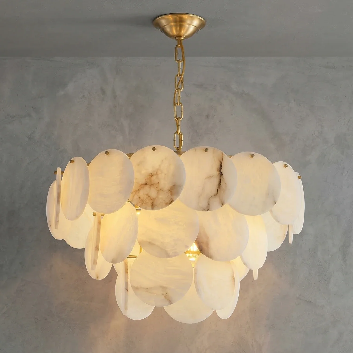 Alabaster Tiered Round Chandelier