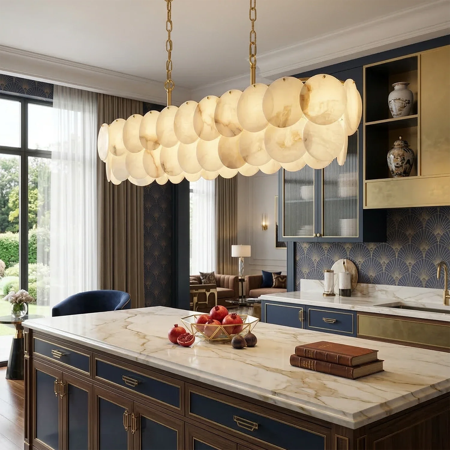 Alabaster Tiered Round Chandelier