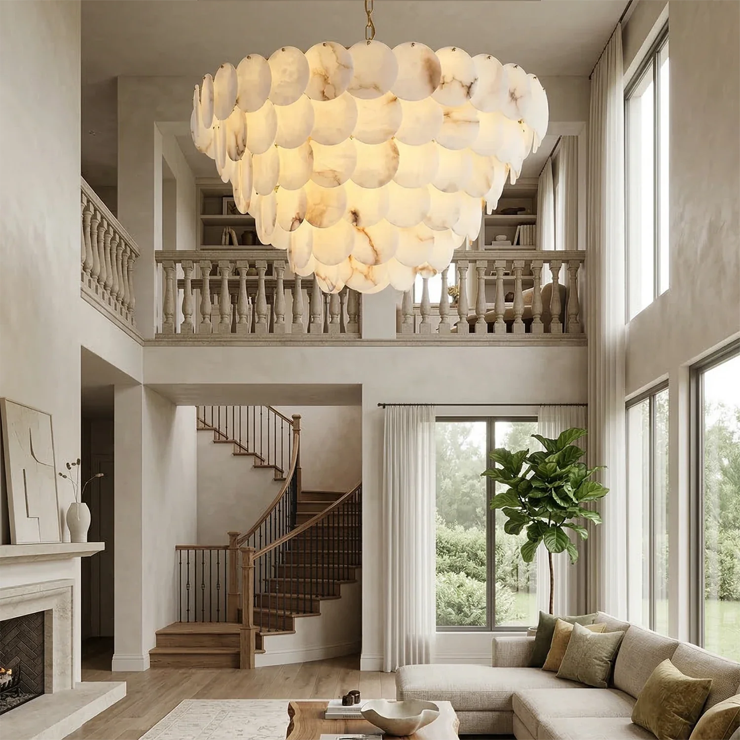 Alabaster Tiered Round Chandelier
