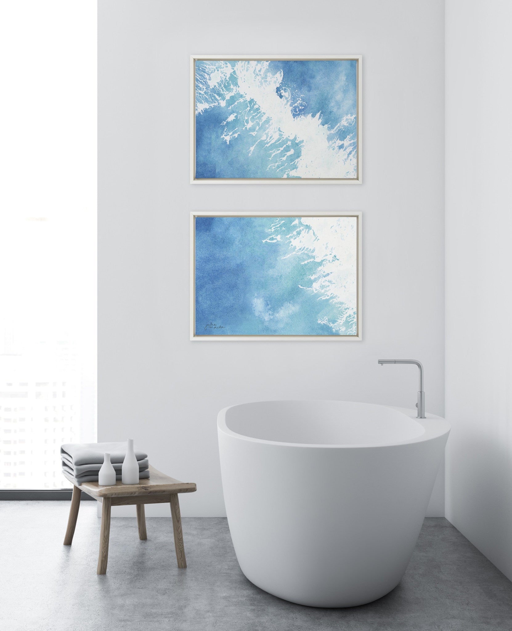 Sylvie Into the Blue 1 and 2 Framed Canvas by Julie Maida