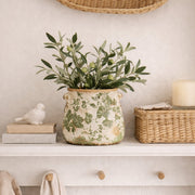 6.5” Tuscan Ceramic Green Scroll Planter