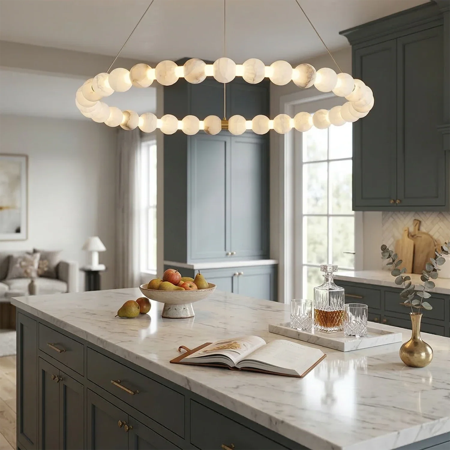 Aura Alabaster Orb Chandelier