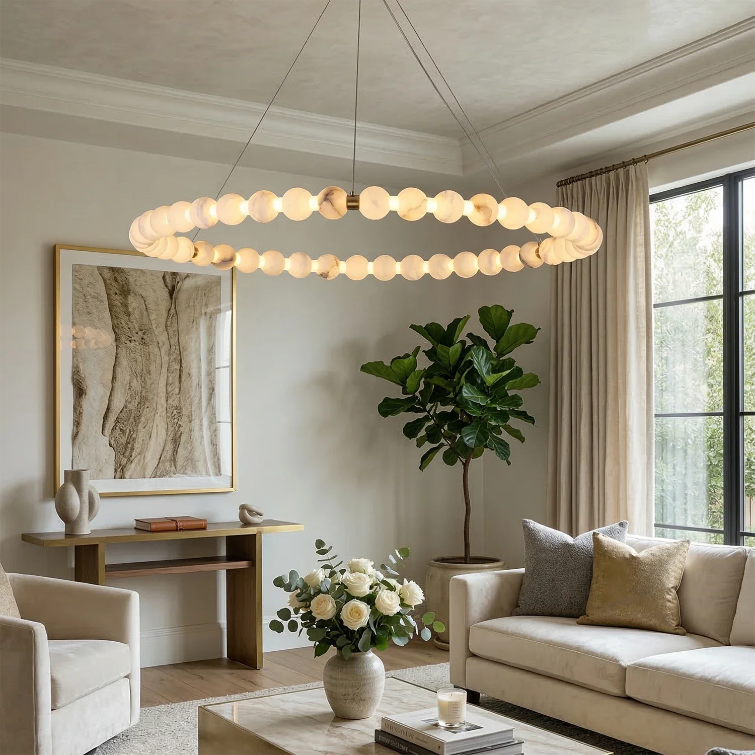 Aura Alabaster Orb Chandelier