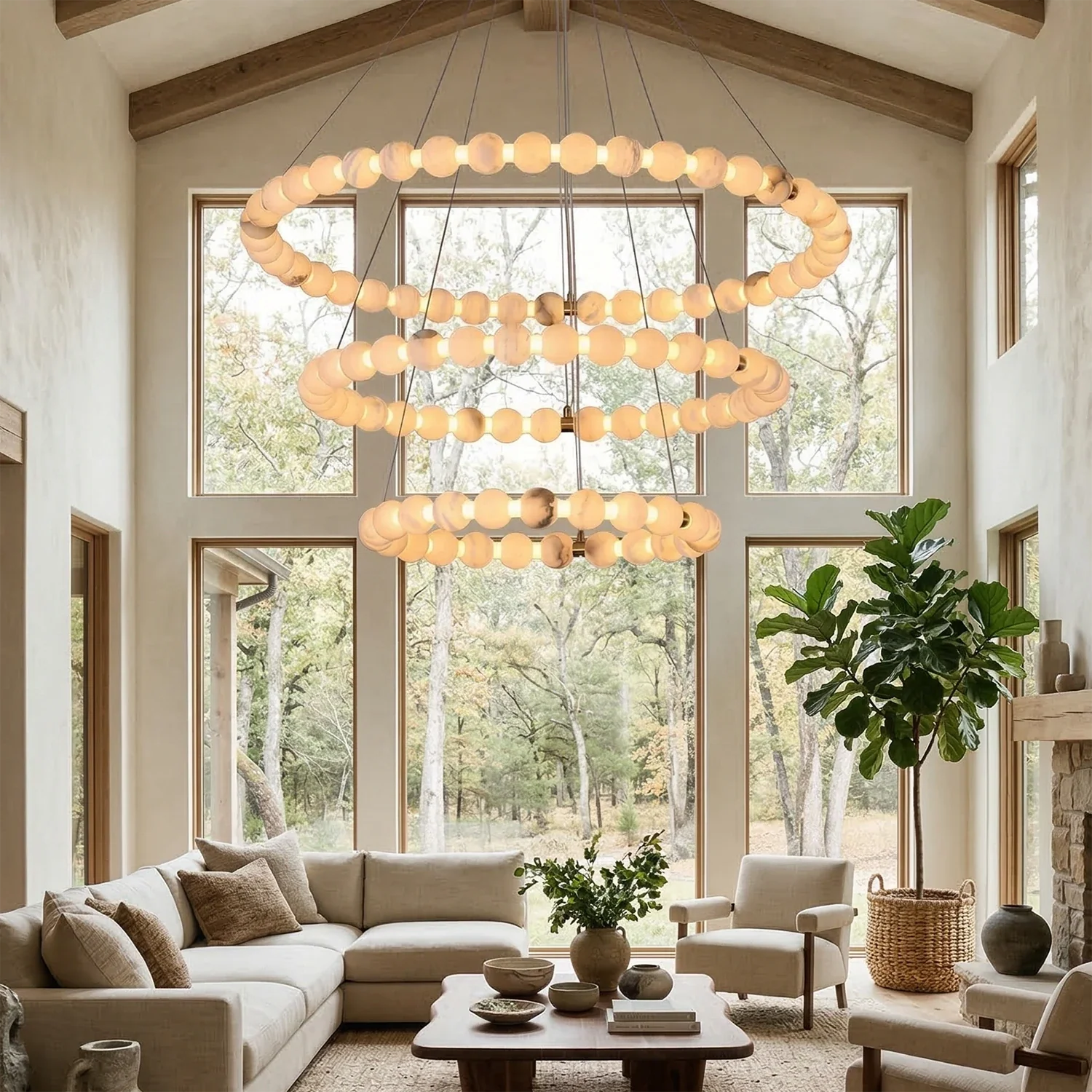 Aura Alabaster Orb Chandelier
