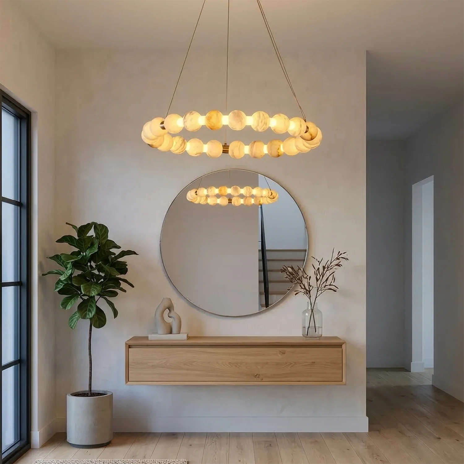 Aura Alabaster Orb Chandelier